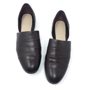 H by HALSTON Pieced Leather Elisa D’Orsay Flats Cut Out Dark Brown Comfortable 7